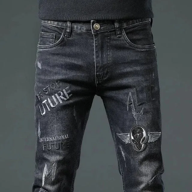 Men's Casual Slim Patched Comfortable High-Quality Jeans